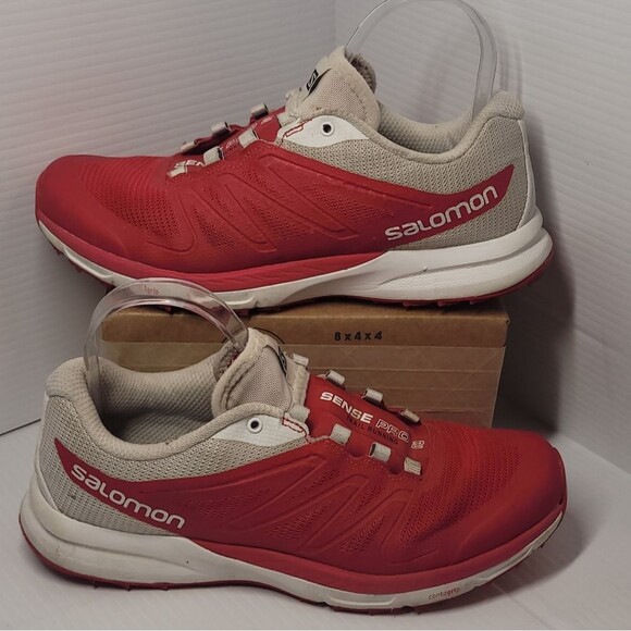 Salomon Sense Pro 2 Trail Running Shoes Womens 7.5 Red & White Outdoor OrthoLite - Picture 2 of 12